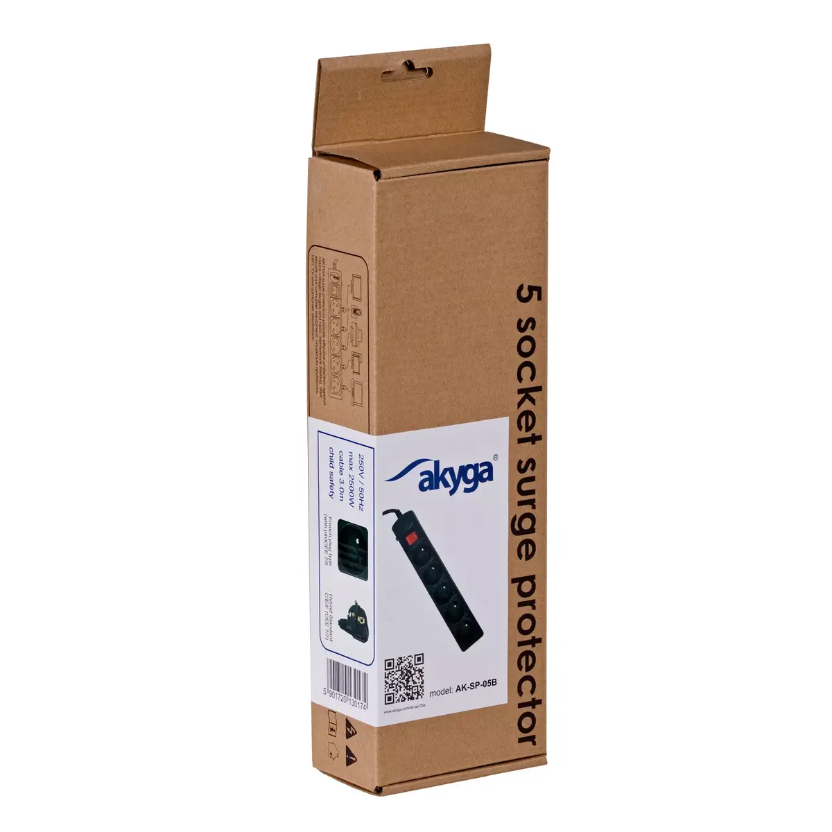 Akyga AK-SP-05B сетевой фильтр — 5 розеток, 3 м Photo 4