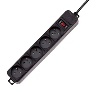 Сетевой фильтр Akyga AK-SP-05A кабель 1,8 м, 5 розеток CEE7/5 с выключателем, чёрный