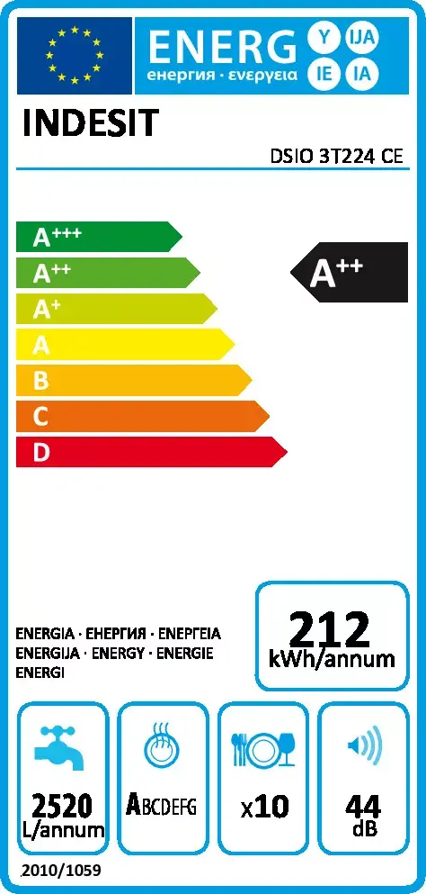 Indesit DSIO 3T224 CE посудомойка узкая 10 комплектов Photo 2
