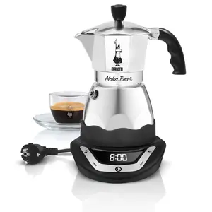 Electric moka pot BIALETTI 3 cups Moka Timer, programmable LED display, aluminium housing, jug reservoir