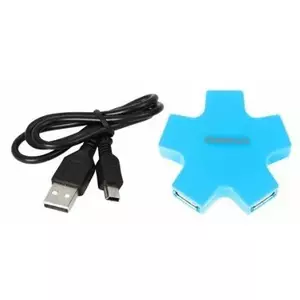 USB-концентратор OMEGA OUH24SB 1 на 5, синего цвета (Star)