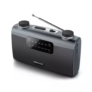 Portable radio Muse M-058 R — AM/FM, rotary volume, battery or AC (230V, 50Hz), black/grey