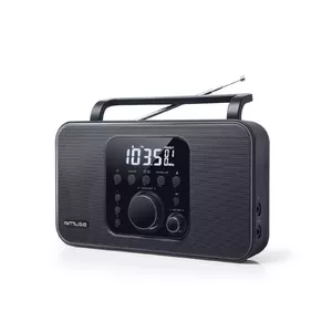 Portable radio muse M-091 R — FM/AM, LCD display, AC or AA/D battery power, rotary volume, 1.1 kg, black