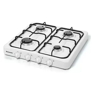 Gāzes plīts Ravanson K-04TNG, uz skaitļgalda (countertop), 4 zoni, balta, priekšējās rotācijas vadības