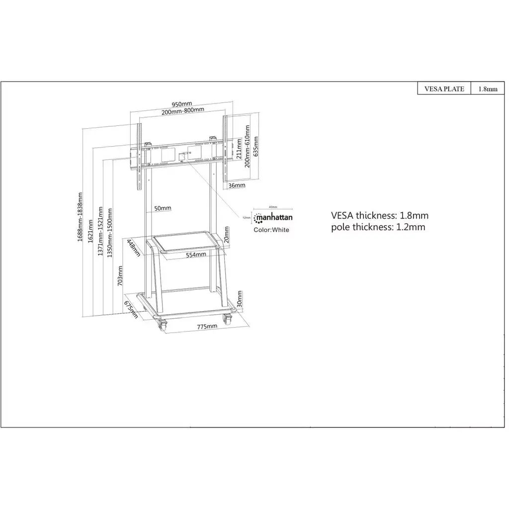 TV Mount Trolley Stand Manhattan 461665 Photo 6
