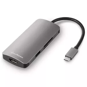 Multiport Adapter Sharkoon USB 3.0 Type C 3.2 Gen 1 Grey