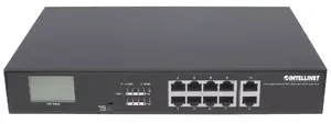 INTELLINET 8-Port Gigabit Ethernet PoE+ Switch 2x Uplink RJ45 LCD 130W Rackmount