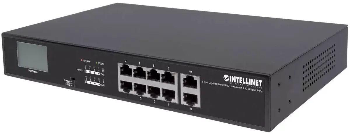 INTELLINET 8 porta Gigabit PoE+ slēdzis ar LCD Photo 4