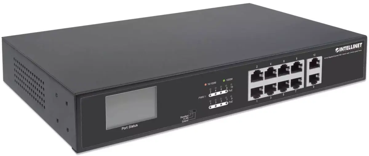 INTELLINET 8 porta Gigabit PoE+ slēdzis ar LCD Photo 5