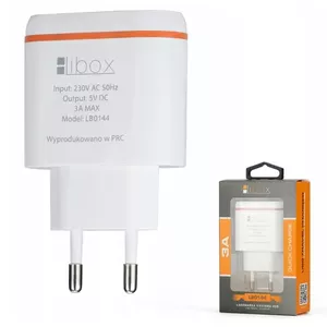 Power adapter LIBOX LB0144 indoor DC fast charger — compatible with mobile phone, tablet, e‑book reader, headset; orange/white