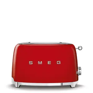 Тостер Smeg 50's Style TSF01RDEU на 2 тоста, красный, корпус из нержавеющей стали, мощность 950 Вт, функция размораживания и регулировка степени поджаривания