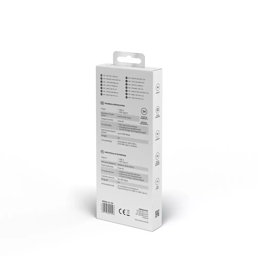 SAVIO CL-126 USB-C на USB-A 1 м (USB 2.0) Photo 3