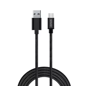 Кабель USB SAVIO CL-129 USB 2.0, 2 м, USB A — USB-C, чёрный