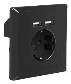 Розетка типа F Lanberg AC-WS01-USB2-F-B Photo 3
