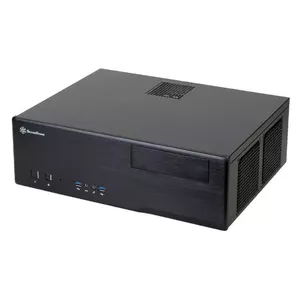 Datora korpuss SILVERSTONE Grandia GD05 HTPC melns — Mini‑ITX/DTX/Micro‑ATX, 2×3.5" + 2×2.5", 1×5.25", 3×120 mm sānu ventilatori, USB 3.0