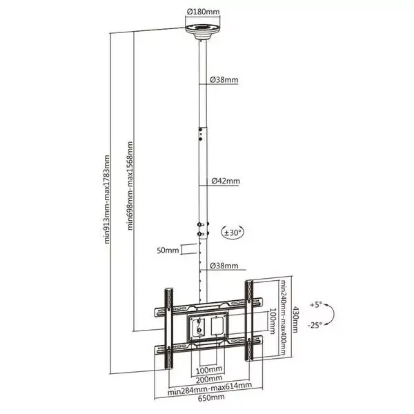 Ceiling mount MACLEAN MC-803 for 23–100" monitors Photo 1