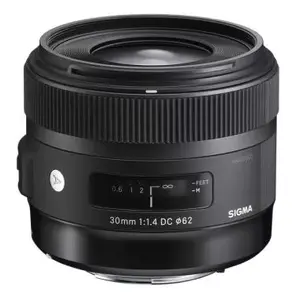 Standard lens SIGMA 30mm F1.4 DC HSM | A for Sony A-mount, 9 elements/8 groups, 63.3×74.2 mm, 0.3 m close focus, black