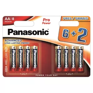 Щелочные батарейки AA Panasonic Pro Power LR6PPG/8BW набор 8 шт (LR6PPG/8B, 6+2)