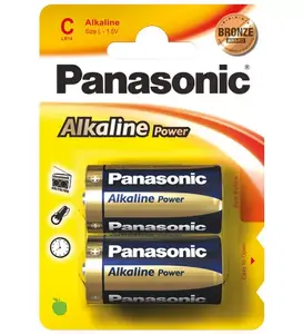 Пальчиковая батарейка Panasonic C (LR14) щелочная одноразовая 1.5В — 2 шт, 50 × 26.2 мм, 69.5 г