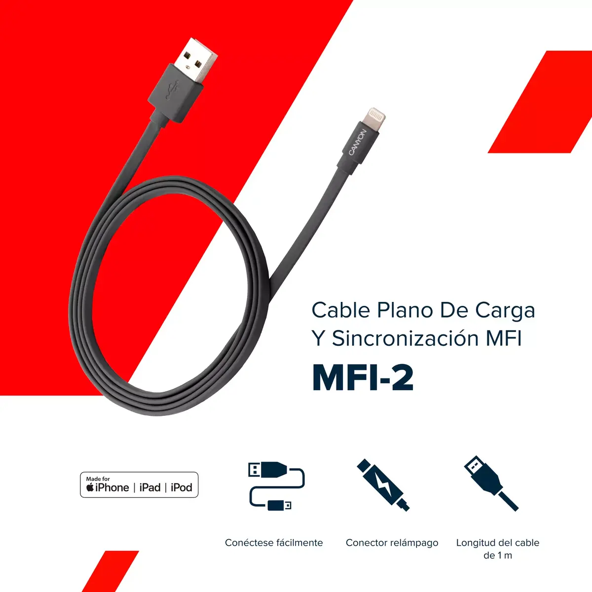 Кабель Canyon CNS-MFIC2DG Lightning на USB-A Photo 3