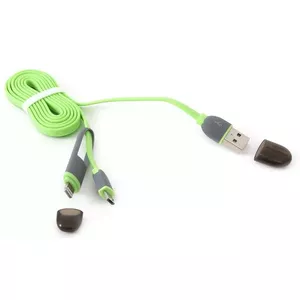 Platinet kabelis USB - microUSB/Lightning 1m, zaļš (42872)