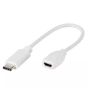 USB Cable Vivanco 0.1m USB 2.0 USB C Micro-USB B White