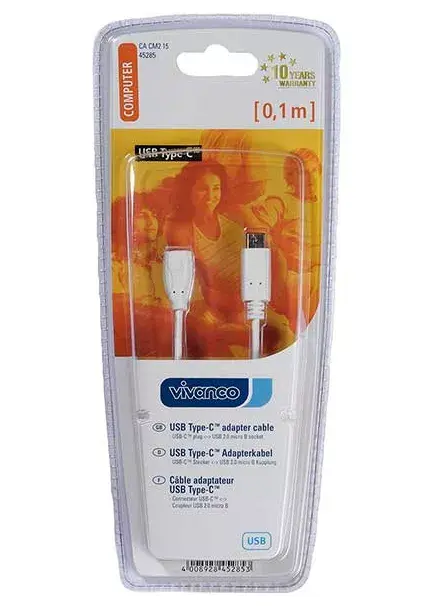 USB kabelis Vivanco 0.1m USB 2.0 USB C Micro-USB B Photo 2