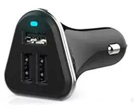 Car Charger PLATINET PLCR3B — 3× USB 5V, Input 12–24V, Cigar Lighter, Black