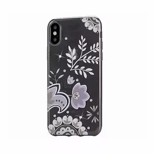 Чехол для iPhone X Devia Crystal Blossom серебристый — прозрачный с цветочным узором