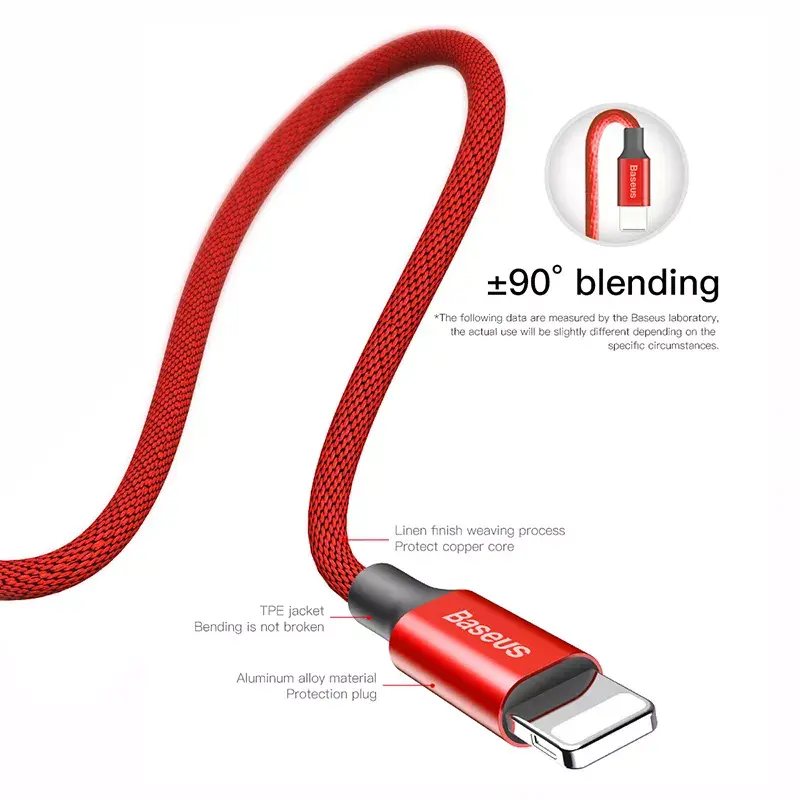 USB-A uz Lightning kabelis Baseus Yiven 1.8 m Photo 8