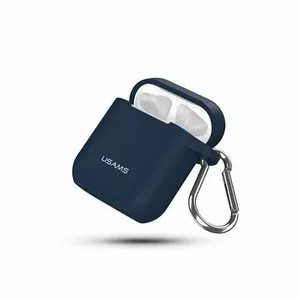 Usams Мягкий и Силиконовый Чехол для Apple Airpods (MMEF2ZM/A) + Шнурок Синие