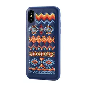 Devia Flower Embroidery Bohemian Silicone Back Case For Apple iPhone X / XS Blue