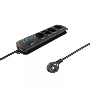 Сетевой фильтр QOLTEC 50104 — 4 розетки, 230 В, кабель 1.5 м, чёрный