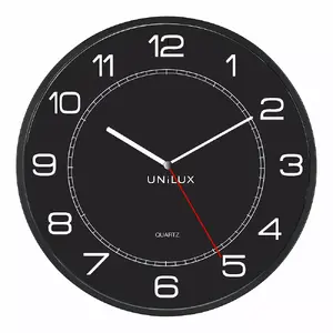 Настенные/настольные часы Unilux 400094568 — кварцевые, круглые, черные, Ø 57,5 см, питание от AA