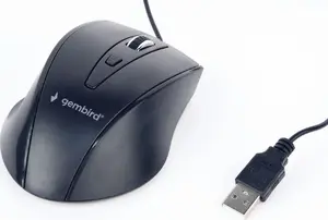 GEMBIRD USB optiskā peles labrocīgā MUS-4B-02 — 1200 DPI, 4 pogas, ar vadu, melna