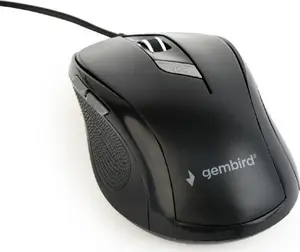 Vadu ambidekstrāla optiskā pele GEMBIRD MUS-6B-01, 1600 DPI, 6 pogas, USB Type-A, melna