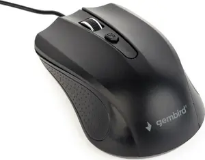 Wired ambidextrous optical mouse GEMBIRD MUS-4B-01 — 1200 DPI, 4 buttons, USB Type-A, black