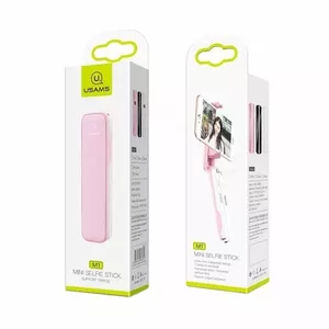 Selfie Stick usams M1 Mini with 3.5 mm Wired Remote, pink