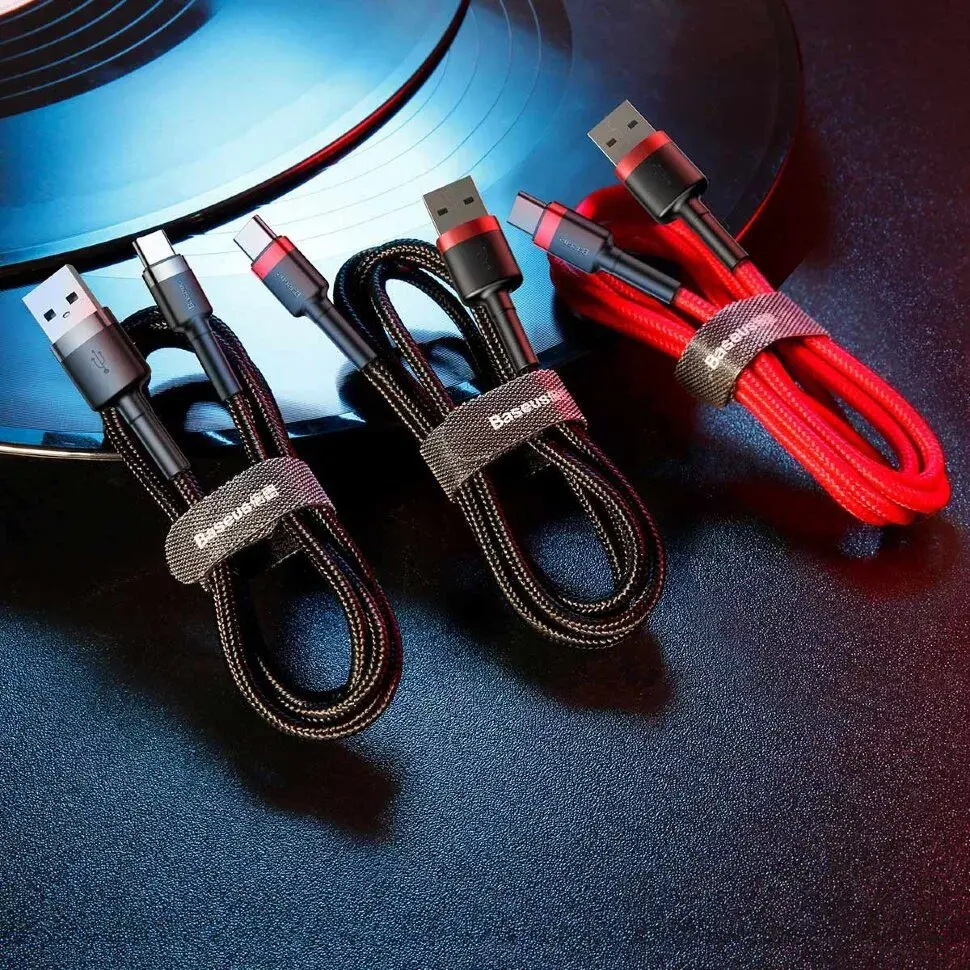 Baseus Cafule kabelis  USB to USB-C 2A 2m  Melns, Sarkans Photo 9