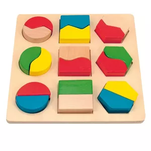 Woody 90005 Eco Wooden Educational color shape puzzle constructor (18pcs) for kids 2y+ (16x16cm)