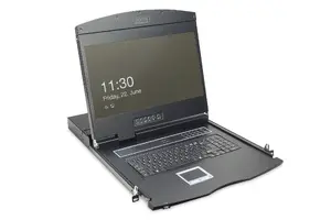 Digitus 19" LCD KVM Console DS-72211-2US, 8-Port VGA, US Keyboard, Rack Mountable, Black