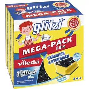 Cleaning sponge VILEDA Glitzi plus MEGA-PACK 18x — scouring sponge set for dishes and surfaces