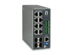 LevelOne TURING IGU-1271 12-Port L3 Lite Managed Gigabit Industrial Switch with 8 RJ-45 Ports and 4 SFP Slots, DIN-Rail Mount, -40°C to 75°C