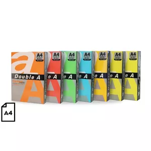 Colour paper Double A, 80g, A4, 100 sheets, Rainbow 5 Saffron, Red, Parrot, Deep Blue, Lemon