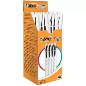 Шариковая ручка-стик BIC Cristal Up средняя, черные чернила, упаковка 20 шт.