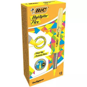 BIC Highlighter Flex marķieris 12 pcs Birstes uzgalis Dzeltens