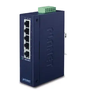 Tīkla slēdzis PLANET ISW-501T Nevadāms L2 Fast Ethernet 5 porta 10/100, 48V DC, sienas stiprināms, zils