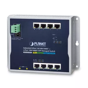 Managed L2 Gigabit Switch PLANET WGS-4215-8T2S — 8 x 10/100/1000 RJ-45, DC 12–48V, wall-mountable