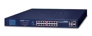 Tīkla slēdzis PLANET FGSW-1822VHP nevadāms 16×10/100 PoE 1U skapis zils