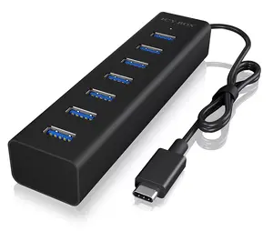 USB-концентратор ICY BOX IB-HUB1700-C3 — USB 3.2 Gen 1 Type-C host, 7× USB 3.2 Gen 1 Type-A, 5000 Мбит/с, алюминий, чёрный